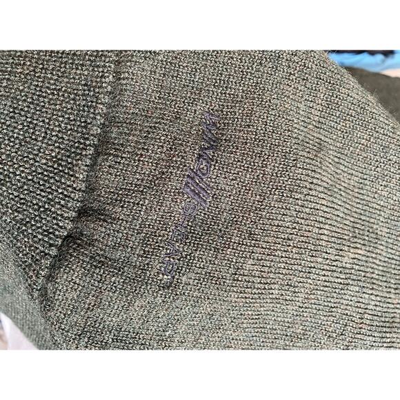 VTG Cabelas Wind Shear Wool Sweater Mens Large tall Green 1/4 Zip Elbow Patches - Picture 4 of 7